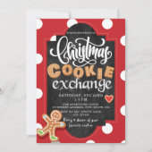 クリスマスクッキー交換パーティーレッド水玉模様 招待状 (正面)
