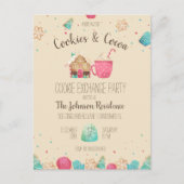 クリスマスクッキー交換パーティー予算招待状 ポストカード (正面)