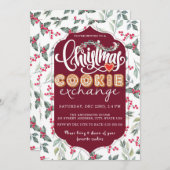 クリスマスクッキー交換パーティー水の色エレガント 招待状 (正面/裏面)