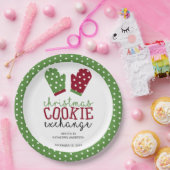クリスマスクッキー交換パーティー水玉模様緑 ペーパープレート (パーティー)