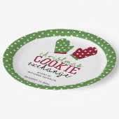 クリスマスクッキー交換パーティー水玉模様緑 ペーパープレート (アングル)