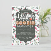 クリスマスクッキー交換パーティー水色グリーン 招待状 (スタンド正面)