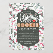 クリスマスクッキー交換パーティー水色グリーン 招待状 (正面/裏面)