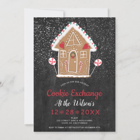 クリスマスクッキー交換ブラックジンジャーパンの家 招待状 (正面)
