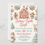 クリスマスクッキー交換ベーキングスピリッツ明るい 招待状 (正面)