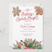 クリスマスクッキー交換ベーキングスピリッツ明るい 招待状 (正面)