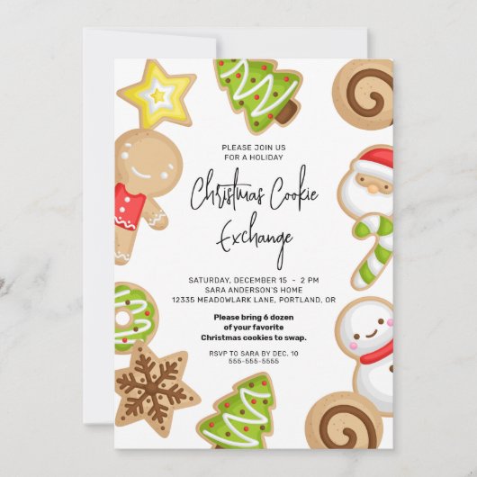 クリスマスクッキー交換ホリデーパーティー 招待状 (正面)