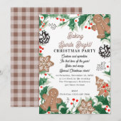 クリスマスクッキー交換会のベーキングで精神を明るく 招待状 (正面/裏面)