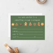 クリスマスクッキー交換招待状 ノートカード (正面/裏面インサイチュ)