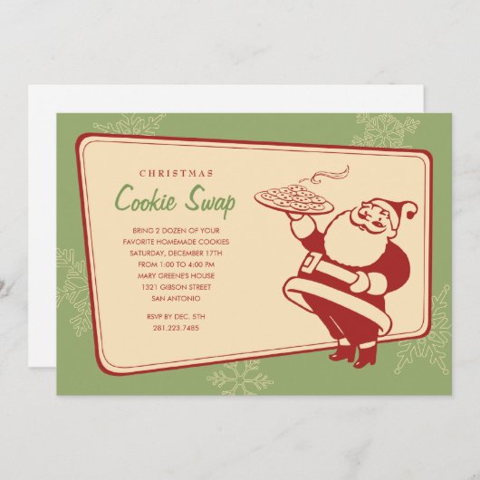 クリスマスクッキー交換招待状 招待状 (正面/裏面)