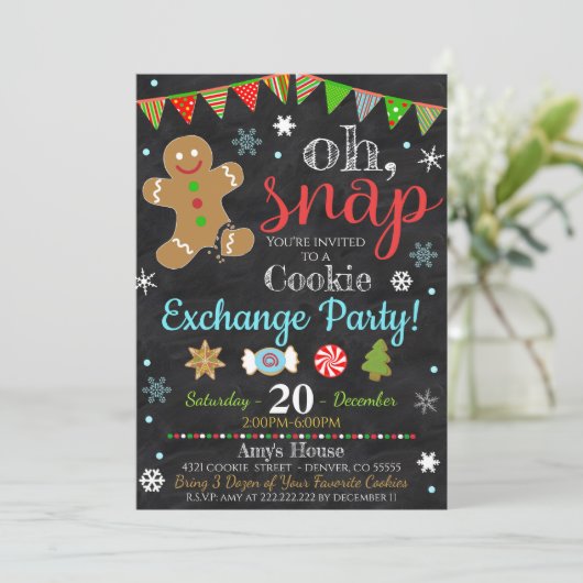クリスマスクッキー交換招待状 招待状 (スタンド正面)