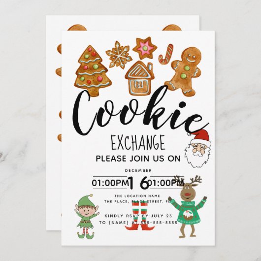 クリスマスクッキー交換資金調達者イベントパーティー 招待状 (正面/裏面)