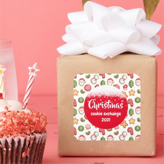 クリスマスクッキー交換 スクエアシール (パーティー)