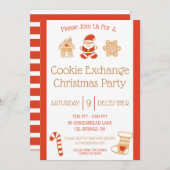 クリスマスクッキー交換、ホリデーパーティー 招待状 (正面/裏面)