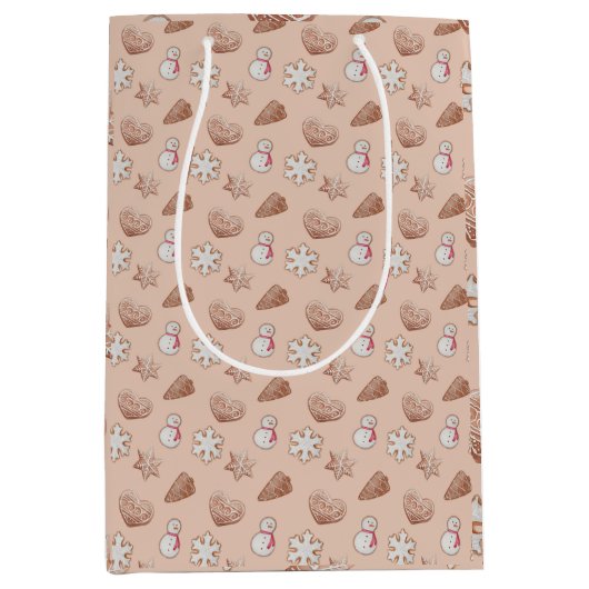 クリスマスクッキー交換 ミディアムペーパーバッグ (正面)