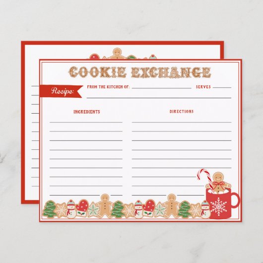 クリスマスクッキー交換 |レシピカード (正面/裏面)