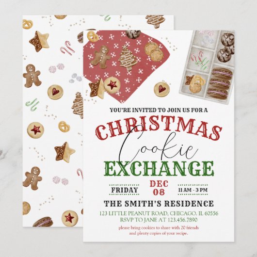 クリスマスクッキー交換 招待状 (正面/裏面)
