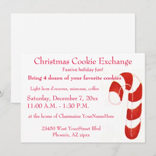 クリスマスクッキー交換 招待状 (正面/裏面)