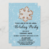 クリスマスクッキー会社ホリデーパーティブルースノー 招待状 (正面/裏面)