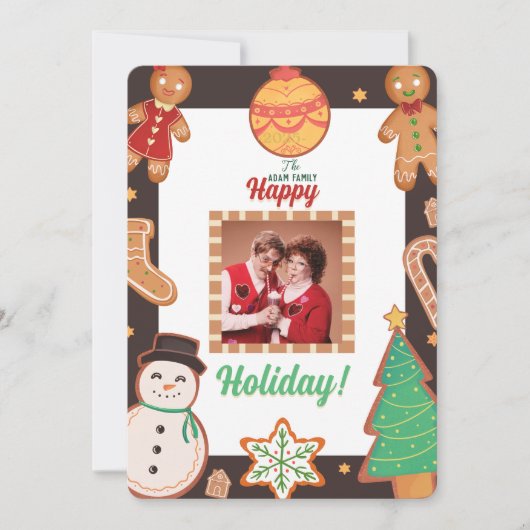 クリスマスクッキー写真ホリデーカード シーズンカード (正面)