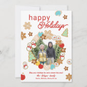 クリスマスクッキー写真リースハッピーホリデー シーズンカード (正面)