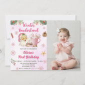 クリスマスクッキー冬のオーネダーランド誕生日写真 招待状 (正面)