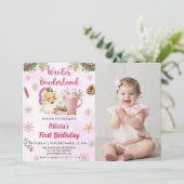 クリスマスクッキー冬のオーネダーランド誕生日写真 招待状 (スタンド正面)