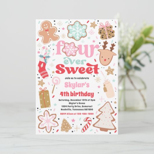 クリスマスクッキー四回の永遠に甘い誕生日パーティー 招待状 (スタンド正面)