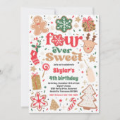 クリスマスクッキー四回の永遠に甘い誕生日パーティー 招待状 (正面)