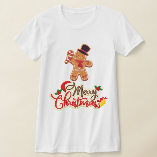 クリスマスクッキー女性用ホワイトシャツ Tシャツ (レイダウン)