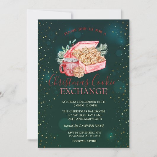クリスマスクッキー星グリーンクリスマス 招待状 (正面)