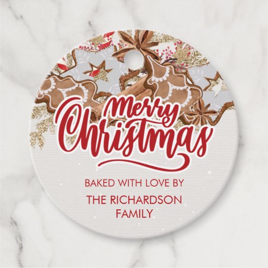 クリスマスクッキー焼いたギフトとラブホリデー フェイバータグ (正面)