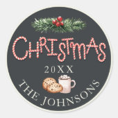 クリスマスクッキー熱いココア好意ステッカー ラウンドシール (正面)