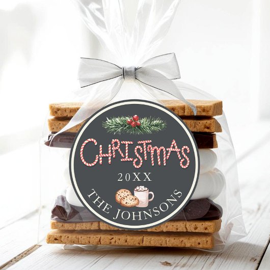 クリスマスクッキー熱いココア好意ステッカー ラウンドシール