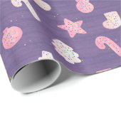 クリスマスクッキー紫 ラッピングペーパー (ロールコーナー)