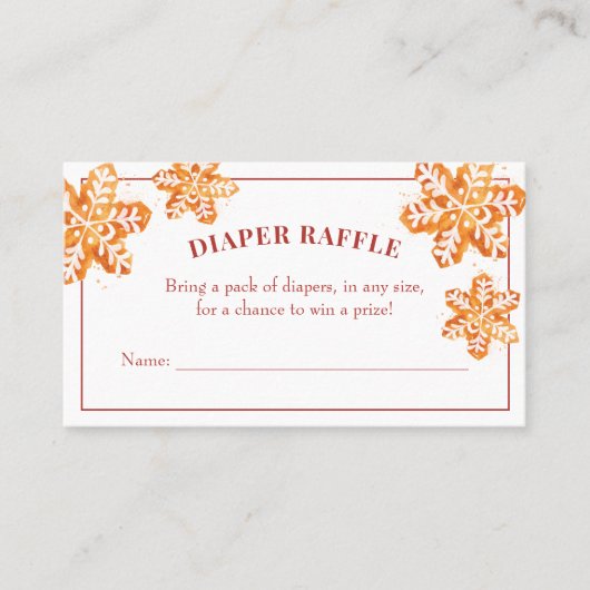 クリスマスクッキー赤ちゃんシャワーおむつラッフルチケット 名刺 (正面)