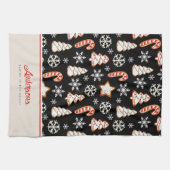 クリスマスクッキー雪片モノグラム キッチンタオル (横)