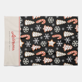 クリスマスクッキー雪片モノグラム キッチンタオル