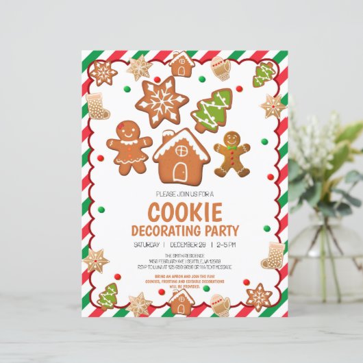 クリスマスクッキー飾のパーティの招待状 (スタンド正面)