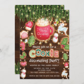 クリスマスクッキー飾のパーティーウッド 招待状 (正面/裏面)