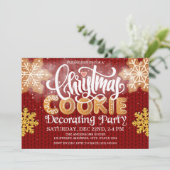 クリスマスクッキー飾のパーティーニット赤 招待状 (スタンド正面)