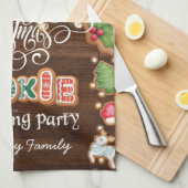 クリスマスクッキー飾のパーティーパーソナライズされた キッチンタオル (四つ折り)