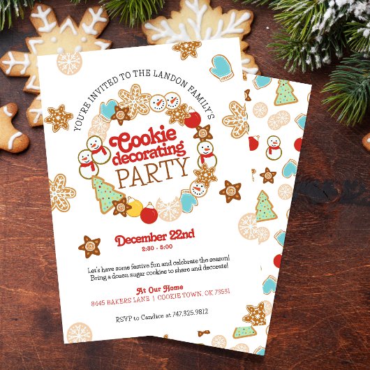 クリスマスクッキー飾のパーティー 招待状
