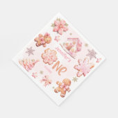 クリスマスクッキー1st誕生日ガールピンク スタンダードランチョンナプキン (角)