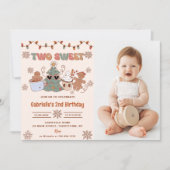 クリスマスクッキー2つの甘い2番目の誕生日の写真 招待状 (正面)