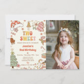 クリスマスクッキー2つの甘い2番目の誕生日の写真 招待状 (正面)