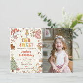 クリスマスクッキー2つの甘い2番目の誕生日の写真 招待状 (スタンド正面)