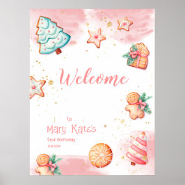 クリスマスクッキー2つの甘い2番目の誕生日パーティー ポスター