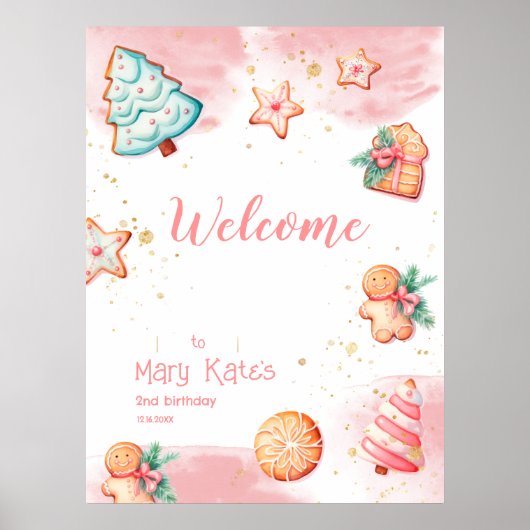 クリスマスクッキー2つの甘い2番目の誕生日パーティー ポスター (正面)