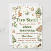 クリスマスクッキー2つの甘い2番目の誕生日パーティー 招待状 (正面)